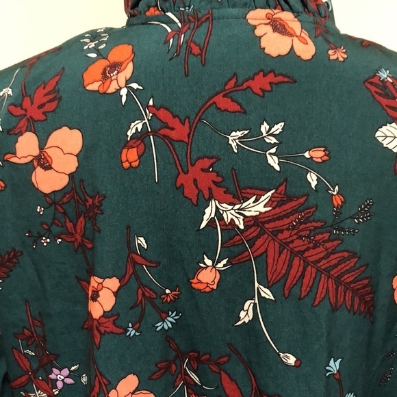 Francesca’s Collection Maxi Dress Size 1X Forest Green Orange Poppy Floral Print - Picture 6 of 9